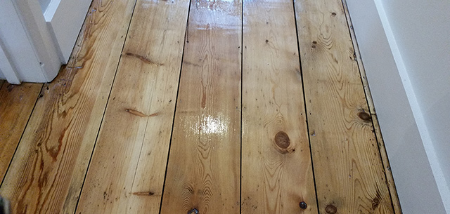 floor finished with 3 coats of satin clear varnish