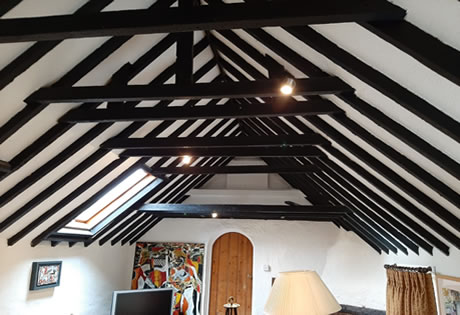 Cottage, walls and ceiling.