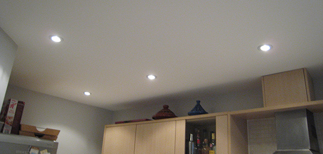 Newly decorated kitchen ceiling in Farrow & Ball colours