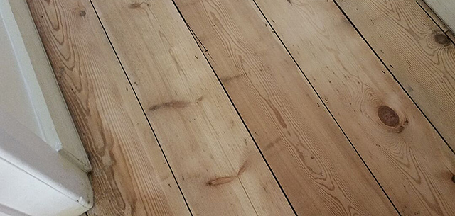 Floorboards sanded and ready for varnishing