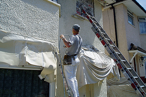 Exterior paint spraying