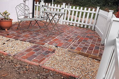 Photo Block Paving garden design, and picket fencing