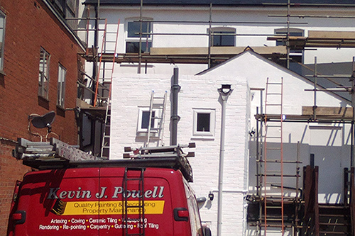 Exterior finish to office building in masonry paint, Aldershot, Hampshire