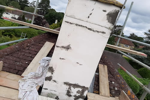 Exterior of house in Farnham and repairs, Chimney repair.