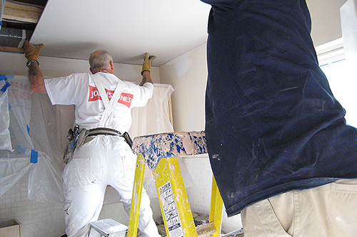 Kitchen ceiling repairs after flood damage
