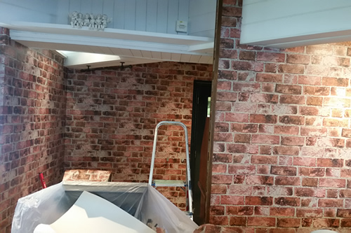 Brickwork designer wallpaper to make a featured part of the restaurant area