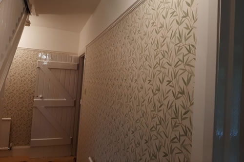 Hallway, designer wallpaper and paint