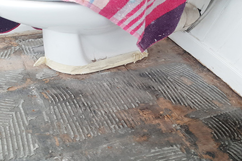Bathroom Floor , removed old tiles, ready for self levelling screed.