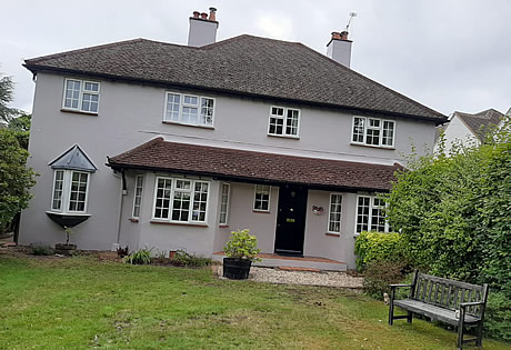 Exterior of house, sandex finish on walls, Exterior sadolin, on eves and soffits.